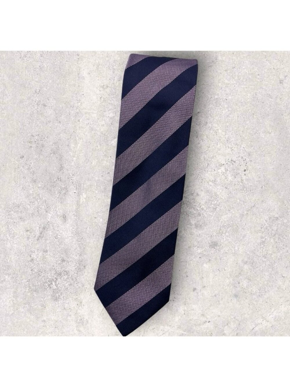 NEW HUGO BOSS Silk Tie ITALY Navy Purple Striped W:3.1"